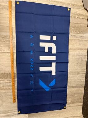 IFit Flag, Reward Yourself, 2022 Navy Blue Fitness Wall Flag - Branded Decor